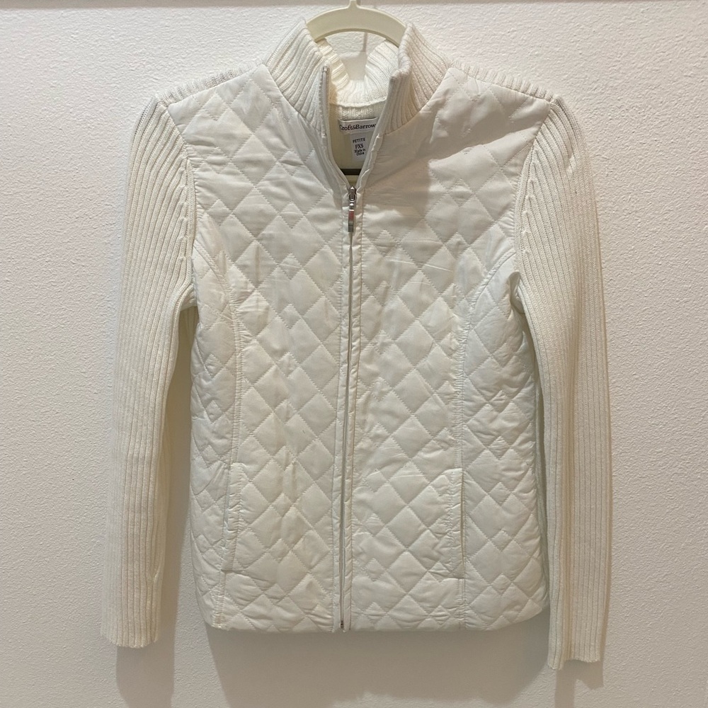 🆕Croft & Barrow Ladies Petite White Zip Up Knit Sweater & Quilted Jacket - PXS